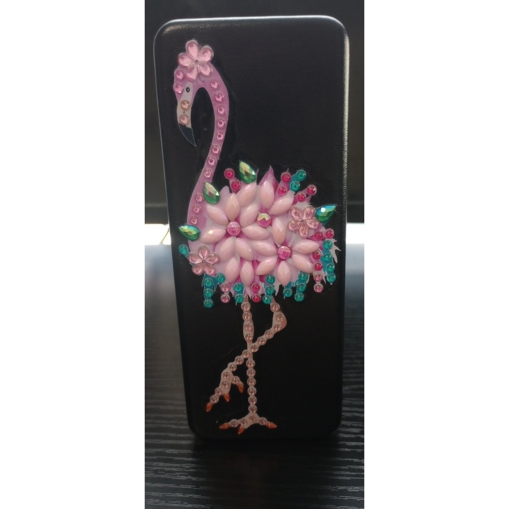 Completed Diamond‎ Art Eyeglass Case - Pink Flamingo